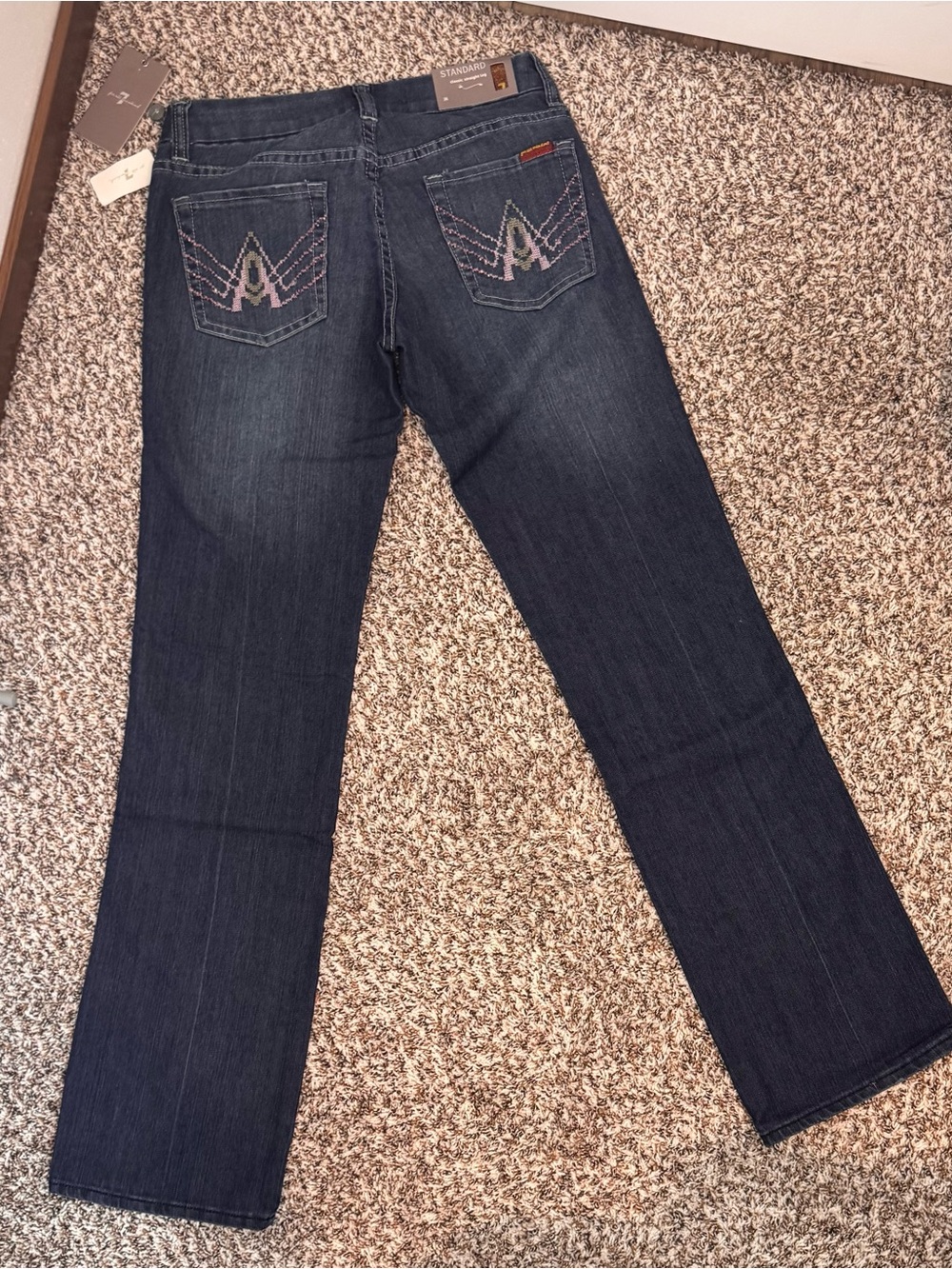 NWT 7 For All Mankind Standard Straight Leg Jeans Women 26 Dark Wash